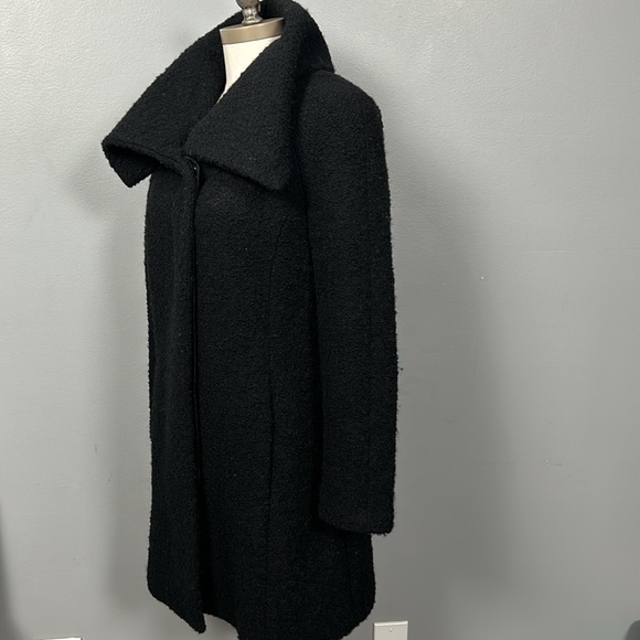 Alfani Women’s Boucle Wool Black Mid length Oversized Collar Coat size 2 - Picture 5 of 14